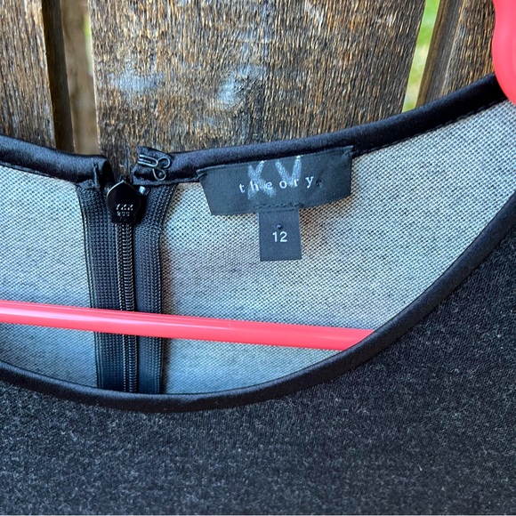 Theory Nikay Jackson Wool Blend A-Line Sleeveless Dress NWOT Dark Charcoal Sz 12 - Picture 3 of 13